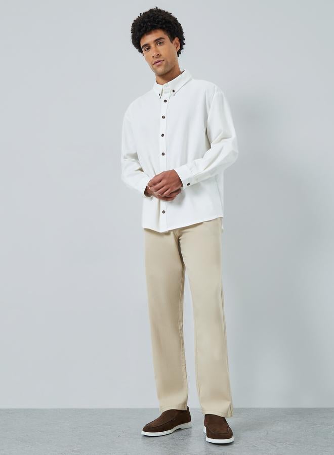 Styli Men Relaxed Fit Linen Blend Shirt with Button-Down Collar - Image 1